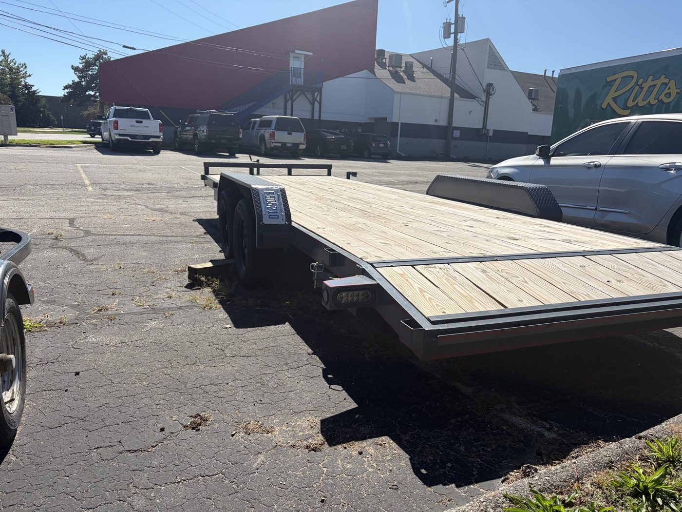 Second open wood-deck car hauler / flatbed trailer, tandem axle